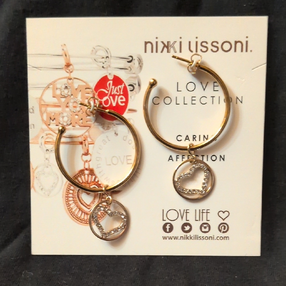 Gold Heart Charm Earrings